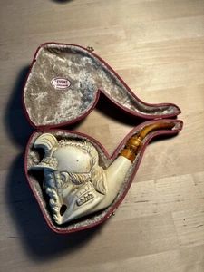 Genuine Block Meerschaum Levent Bent Billiard MASSIVE Conquistador W/ Case - Picture 1 of 20