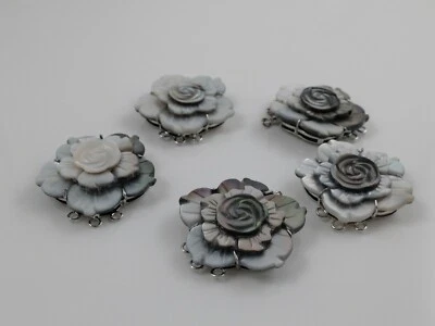 Black Shell Box Clasps,Multi-strand,Brass Findings, Platinum, China Rose 36mm - Image 1 of 2