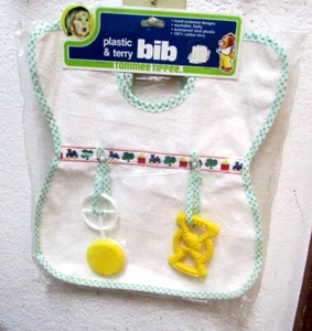 vintage Glenco Tommee Tippee infant terry cloth & plastic bib, new original bag - Picture 1 of 5