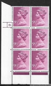 GB 1971/96 9½p Cylinder Block of 6, SG U181/X884 , Cyl. 13 Dot.Ph.30 MNH [3 - Picture 1 of 1