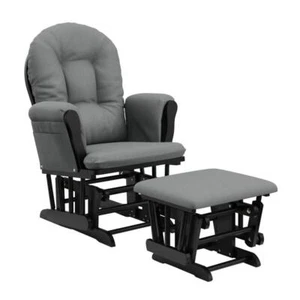 Storkcraft Rocker/Glider/Ottoman Hoop Black/Gray Cushion Set Solidwood Polyester - Picture 1 of 10