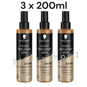 3 x Schwarzkopf Styling Keratin Heat Protection Hair Spray, 200 ml