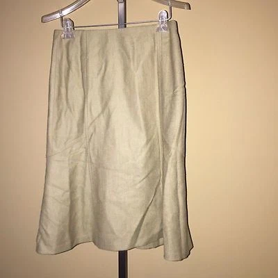 Ellen Tracy Laurel Green Panel Wool Cashmere Skirt $298 Size 4 - Image 1 of 3