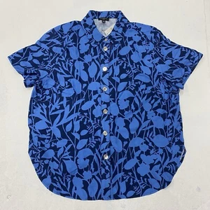 Talbots Camicia da donna hawaiana, piccola floreale blu Petite, abbottonata, viscosa - Foto 1 di 15