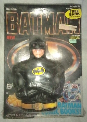 **RARO NUEVO Y SELLADO** Juego de Cereales y Banco Batman (Ralston 1989) Desgaste Ligero Foto 1 de 2