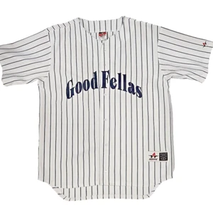 Maglia baseball GOODFELLAS Alson usata uomo Lg bianca gessato made in USA - Foto 1 di 16