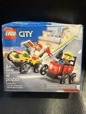 Pizza vs Fire Truck Race Car Building Set with Chef & Firefighter Minifigures - Image 1 of 2