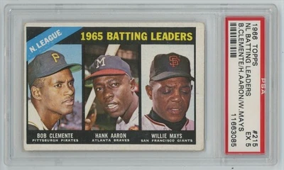 Roberto Bob Clemente/Hank Aaron/Willie Mays 1966 Topps PSA 5 #215 Pittsburgh Foto 1 de 2