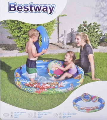 Bestway 51124 Pool 122x20cm Planschbecken mit Schwimmreifen + Wasserball - Bild 1 von 2