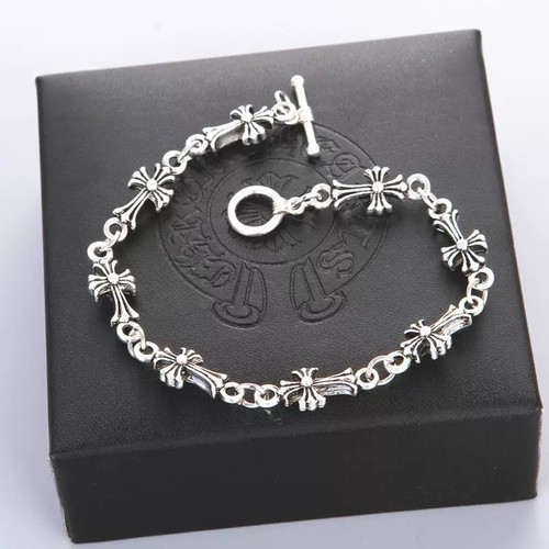CHROME HEARTS Bracciale croce argento cuore cromato stile CH