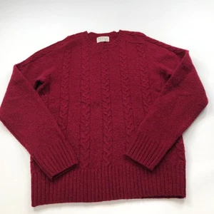 J.Crew Small 100% Wool Cable Knit Pullover Crew Sweater Red PLS READ Pilling - Picture 1 of 13