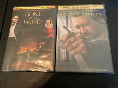 Gone With the Wind DVD 70th Anniversary Edition 2-Disc & Robinhood Unrated NEW - Image 1 of 4