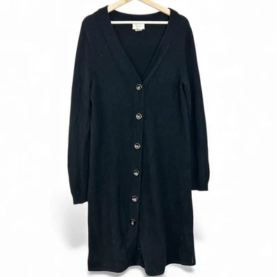 Cárdigan plumero de cachemir Neiman Marcus suéter talla XL en negro clásico de lujo Foto 1 de 4