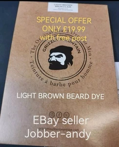 New LIGHT BROWN Beard Moustache Dye Grizzly Mountain Organic Mens Hair Colour' - Picture 1 of 7