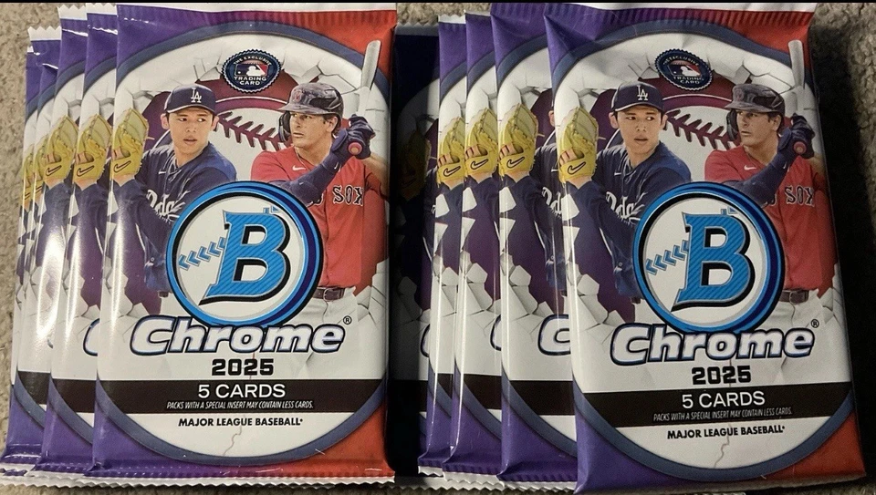 批量 10 件 2025 年 Bowman Chrome Mega 密封底座包 红色 RCs & LAZER — 第 1/1 张图片