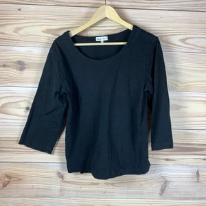 Habitat Top Damen Small schwarz strukturiert 3/4 Arm Shirt Slowfashion Basic - Bild 1 von 8