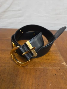 Paloma Picasso Womens Leather Belt Textured Gold Tone "X" Hardware Sz Medium - Picture 1 of 7