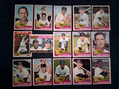 Lote de 15 béisbol 1965 Topps Richardson Pepitone Howard Yankees Bouton novato bonito Foto 1 de 4
