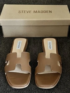 Steve Madden Hadyn Leather Women Sandals Cognac Color -Size 9 - Picture 1 of 15