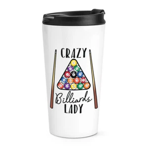 Crazy Billiards Lady Travel Mug Cup Funny Thermal Tumbler - Picture 1 of 1