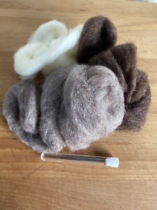 Needlefelting Wool Leftover From Kit 2grams Browns & White 