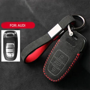 Full Suede Covered Key Fob Remote Protector Holder Cover Case For Audi A3 A4L A7 - Picture 1 of 8