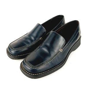 GH Bass & Co Bonnie Navy Blue Leather Square Toe Slip On Loafers Women's 9.5M - Picture 1 of 7