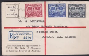 1945 WWII Peace Victory Australia MEDAWAR Registered FDC Cover SYDNEY NSW - GB - Picture 1 of 1