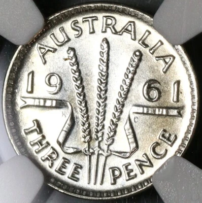 1961 NGC PF 66 Australia 3 Pence Gem Proof Elizabeth II Silver Coin (19113001C) - Image 1 of 4