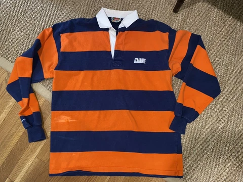 VTG Barbarian Rugby Wear Illinois Fighting Illini Striped Shirt Men's Xxl orange Cover