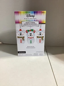 NEW 2022 License Mickey and Minnie Mouse Snowman Blinking LED Light String Lowes - Picture 1 of 2