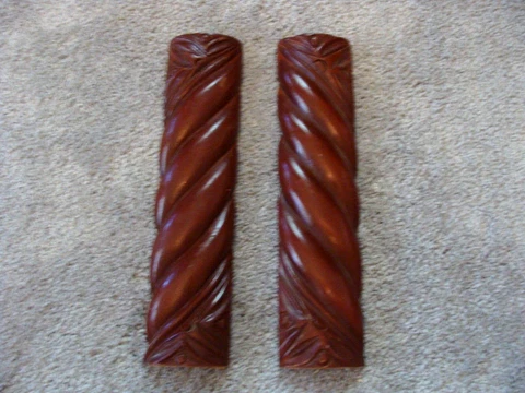 11.5" Pair of Vintage Solid Hardwood Pillars Columns/Balusters Mahogany Finish Cover