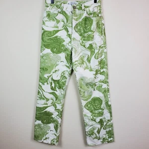 Reformation Womens Jeans 28 Green Marble High Rise Straight Leg Denim Pants - Picture 1 of 12