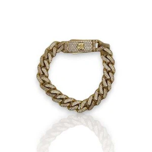 Pave Link Cz Bracelet - 10K Yellow Gold - Picture 1 of 5