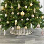 Large Willow Christmas Tree Skirt Wicker Natural White Medium Base Cover Stand