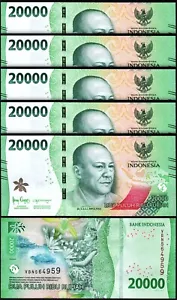 Indonesia 20000 Rupiah 2022 (2024), UNC, 5 Pcs LOT, Consecutive, P-166 - Picture 1 of 4