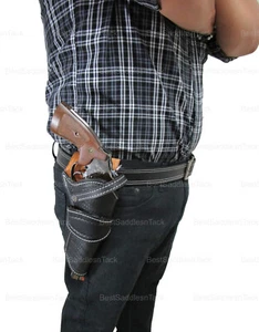 Western Holster with Belt Wavy Tooled Leather 357 22 Long Barrel Taurus Colt - Picture 1 of 15