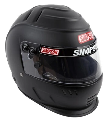 Simpson Racing Speedway Shark Racing Helmet Matte Black - 7 5/8 - DOT/SNELL - Image 1 of 3