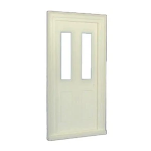 Dollhouse White Plastic Victorian Front Door Glass Panels 1:12 DIY Builders - Picture 1 of 8