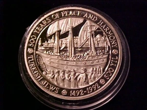 TURKEY 5000 LIRA PROOF 1992 500 YEARS TURKISH JEWS SCARCE IN CAPSULE OLD SHIP - Picture 1 of 2