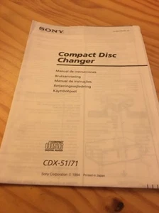 Sony CDX-51/71 chargeur CD autoradio notice utilisation mode d' emploi éd. 94 - Photo 1/3