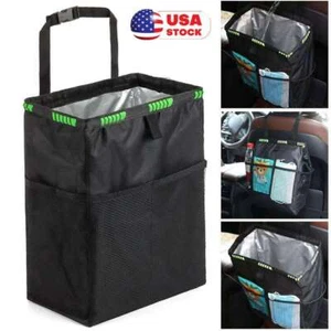 Car Waterproof Trash Can Litter Bin Garbage Bag Waste Storage Organizer Pocket - Imagen 1 de 13