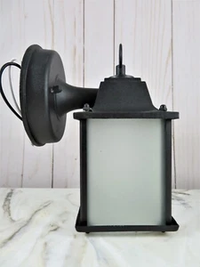 Outdoor Coach Lamp Light Wall-Mount Black Matte Frosted Lenses Cast Aluminum New - Picture 1 of 15
