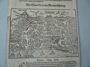 Napoli/Naples/Neapel, anno 1560, woodcut by Sebastian Munster, ORIGINAL - Picture 1 of 2