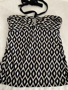 Dana Buchman Tankini Diamond Print Top Size 8 Black & White Swim Top - Picture 1 of 10