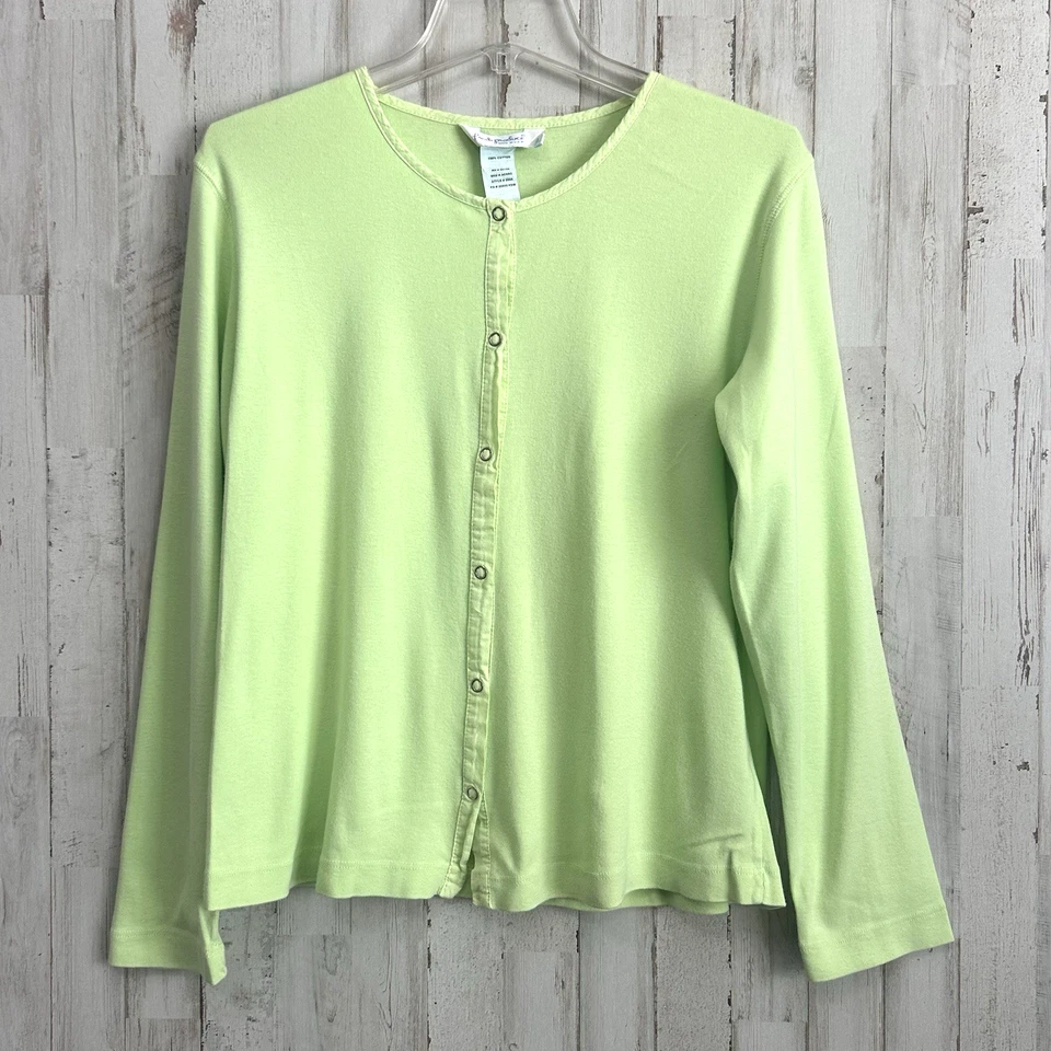 Suéter Fresh Produce Botón Frontal L Lima Chartreuse Manga Larga Trabajo Oficina Top Foto 1 de 4