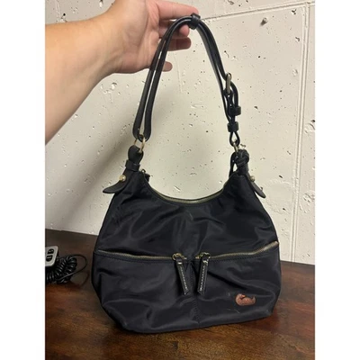 DOONEY & Bourke Bolso Hobo de Cuero Negro Cartera Rosa Bolso de Mano Simple Trabajo Carrera Foto 1 de 4