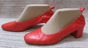 Women's Everlane The Day Heel Ballet Pumps Shoes Red Leather Slip On Size 9 1/2 - Picture 1 of 9