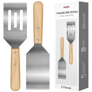 2 Pieces Stainless Steel Spatula Set,Metal Spatula for Cast Iron Skillet,Metal - Picture 1 of 6