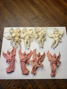 Set Of Vintage Angel & Cherub Plastic Christmas Ornaments Violen  Musical 1950’s - Picture 1 of 7